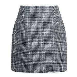 Jupe carreaux taille haute femme crayon mini
