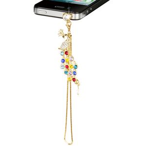 Bouchon cristal diamant paon téléphone prise 3.5mm