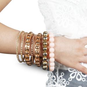 Ensemble 7 bracelets or strass rétro
