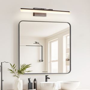 Applique vanité DEL 32" noir, miroir, design épuré