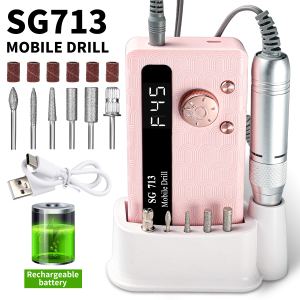 Perceuse ongles électrique 45000RPM rechargeable LED 6 bits