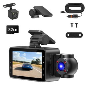 Caméra auto WiFi FHD 1080P 3 canaux avant arrière intérieur 32G