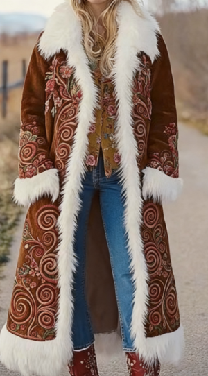 Manteau imprimé manches longues femme