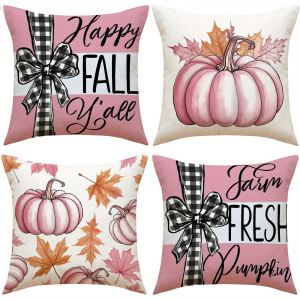 4 housses coussins 18x18po automne citrouille