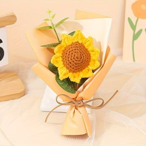 Bouquet fleurs crochet tournesols, décor mariage anniversaire cadeau