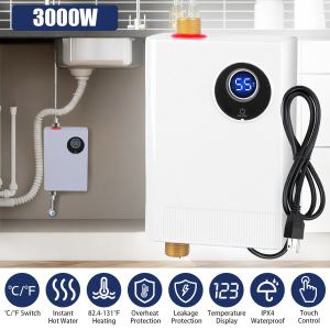 Chauffe-eau électrique sans réservoir 3000W, affichage numérique, RV