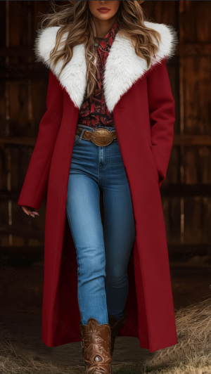 Manteau femme rétro imprimé chaud long
