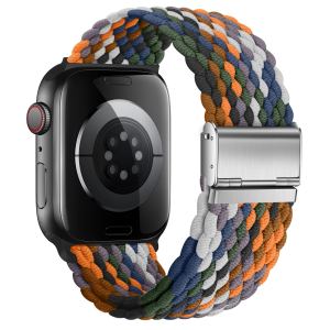 Nepfaivy Compatible With Apple Watch Band - 38mm 40mm 41mm 42mm 44mm 45mm 49mm Braided Stretchy Sport Band For Apple Watch Series SE 8 7 6 5 4 3 2 1, Women Men Nylon Fabric Elastic Loop Breathable Wat