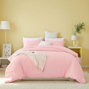Housse couette blanc rose grand format 1 housse 2 taies
