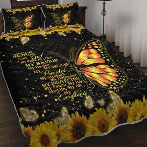 Ensemble literie tournesol papillon 3pc, couette + 2 taies, 4 saisons