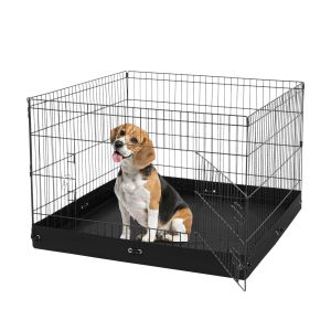Parc pour chien 4 panneaux pliant métal 36 po avec tapis