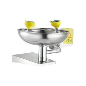 Station lavage oculaire urgence, acier inox, mural