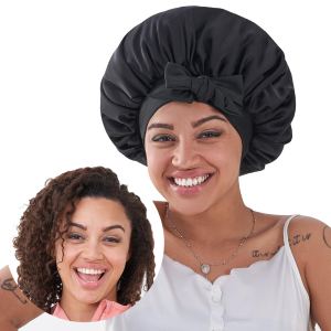 Bonnet soie sommeil femme, cheveux ondulés naturels