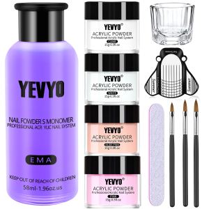 Ensemble acrylique ongles poudre, liquide, pinceaux, formes