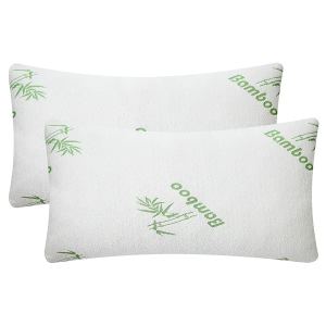 Ens. 2 oreillers mémoire bambou mousse hypoallergène queen