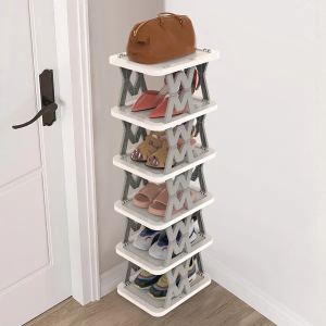 Organiseur chaussures 6 étages pliable étroit espaces restreints