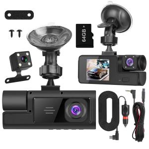Caméra Dash WiFi FHD 1080P 3 voies 170° 64G inclus