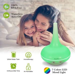 Humidificateur ultrasonique 200ml avec diffuseur d'aromathérapie et lumières