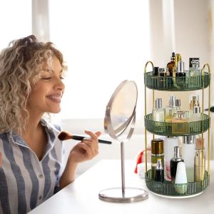 Organiseur maquillage rotatif 360° 3 étages 55LBS stockage