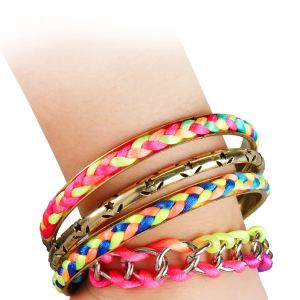 Ensemble 4 bracelets tressés or bruni