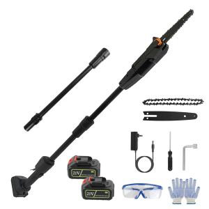 Scie à chaîne sur perche 6 po, 7,4 pi extensible, 2 batteries