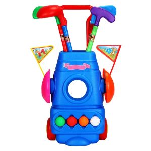 Ensemble golf enfant 4 balles 4 bâtons 2 trous 2 drapeaux chariot