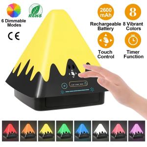 Lampe tactile nuit 8 couleurs, 6 niveaux intensité, minuterie