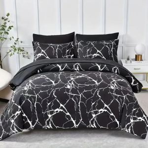 Ensemble lit marbre noir motif