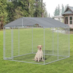Chenil extérieur acier galvanisé 9.8x9.8x7.7", grillage, verrou