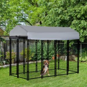Chenil chien toit 8x4x6, grillage renforcé