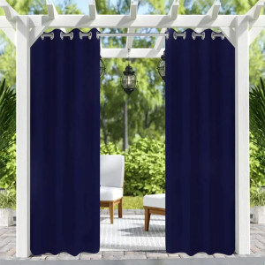 Rideaux extérieurs 50x96 po bleu foncé, œillets, porche pergola