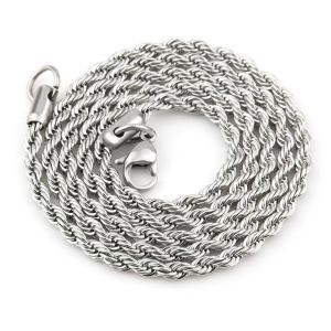 Collier chaîne torsadée acier inoxydable, port quotidien