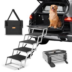 Escaliers voiture chiens 5 marches aluminium pliables, 150 lbs max