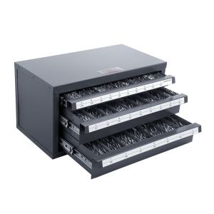 Drill Bit Dispenser Cabinet, Three-Drawer Drill Bit Organizer Cabinet For A To Z, Steel Drill Dispenser Organizer Cabinet With Labels, Stackable Drill Dispenser For Drill Bit Storage