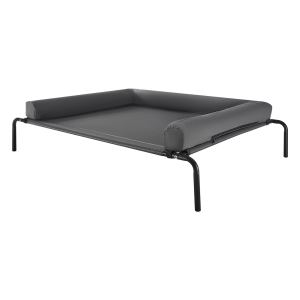 Lit surélevé chien grand, portable, coussin, XL gris