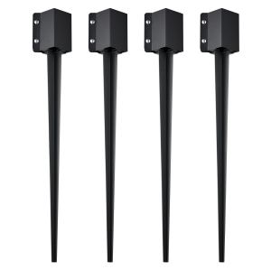 Ancre poteau clôture 4 pcs, 36x4x4 po, acier noir