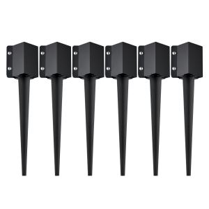 Ancre de poteau clôture 6 pcs, 24x4x4 po, acier noir