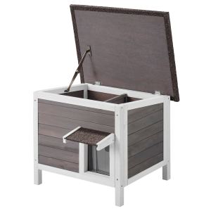 Abri Chat Sauvage Bois Porte PVC Toit