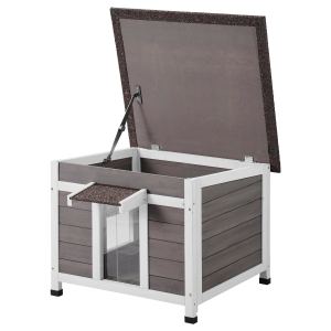 Abri chat extérieur bois avec toit portes et fenêtre