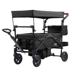 Poussette wagon 2 enfants pliable, poignée ajustable, 4 roues
