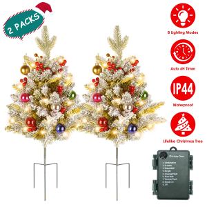 Sapin Noël urne 2pcs LED solaire