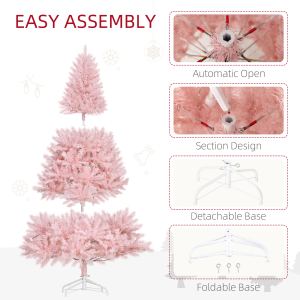 Sapin Noël préclairé 6 pi sapin Douglas, 250 lumières LED, rose