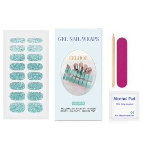 EELHOE Stickers Ongles Gel Bleu-Vert - Style minimaliste