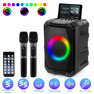 Haut-parleur sans fil portable LED 2 micros