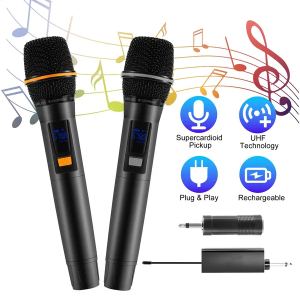 Microphones sans fil UHF rechargeables 262 pi, karaoke DJ