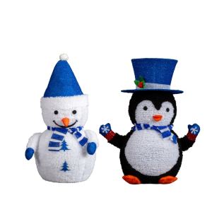 Décor Noël 2 pièces pingouin bonhomme 100 DEL blanc