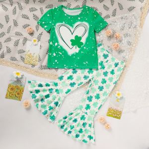 Ensemble 2 pièces fille trèfle t-shirt jambes évasées