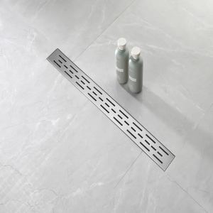 Drain linéaire douche 28po acier 304 grille motif brique