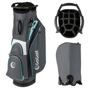 Sac panier golf 14 divisions gris-bleu, poches étanches