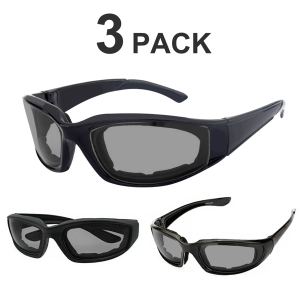 Lunettes moto 3 paires gris protection vent